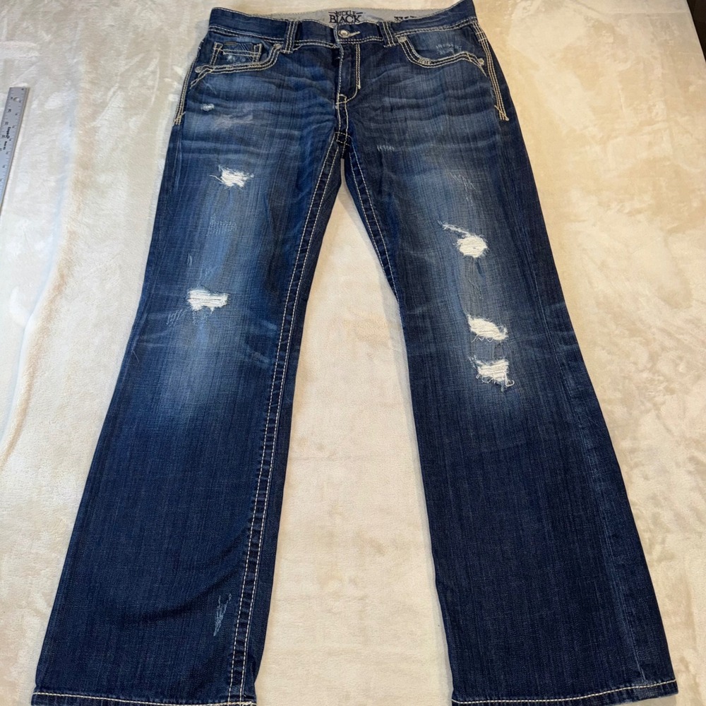 Buckle Black Nine Fit Mens Distressed Straight Leg Jeans Dark Wash 33x32